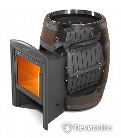 Дровяная банная печь TMF Вариата Cast Витра Баррель палисандр в Сыктывкаре