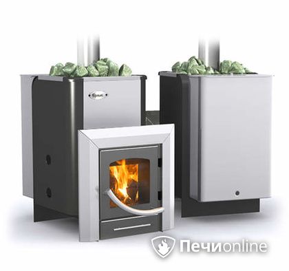 Дровяная банная печь Ермак Элит 16-ПС стекло нержавеющая сталь регулируемый тоннель в Сыктывкаре