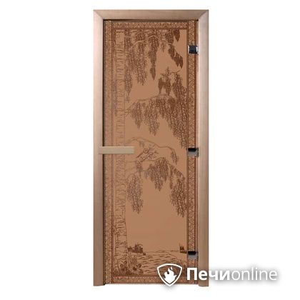 Дверь стеклянная Банный эксперт Березка бронза матовое 8 мм коробка ольха 190/70 в Сыктывкаре
