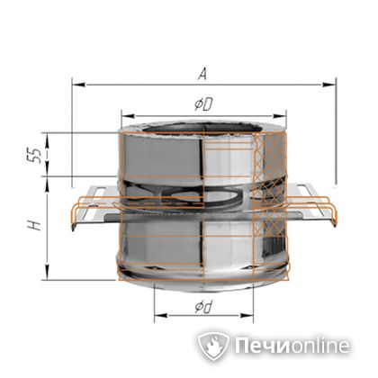 Дымоход Феррум Площадка монтажная  d-120/200 по воде в Сыктывкаре