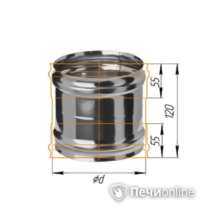 Дымоход Феррум Адаптер ММ для печи нержавеющий 08 d-150 в Сыктывкаре