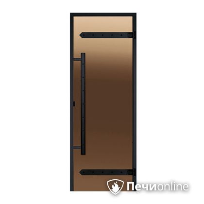 Дверь для бани Harvia Стеклянная дверь для сауны LEGEND 7/19 черная коробка сосна бронза  D71901МL в Сыктывкаре