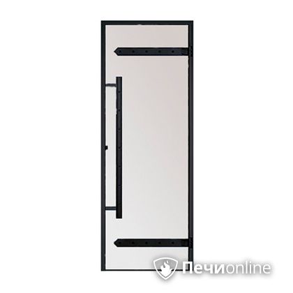 Дверь для бани Harvia Стеклянная дверь для сауны LEGEND 7/19 черная коробка сосна сатин D71905МL в Сыктывкаре